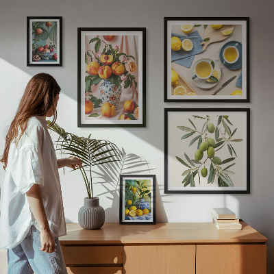 Sieninė paveikslų galerija Vaisių ir gėlių kaimiškas dekoras