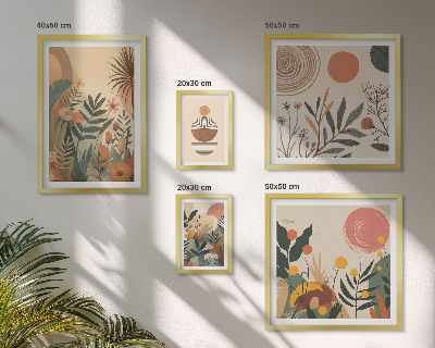 5 paveikslų rinkinys su rėmais Abstraktūs boho augalų motyvai
