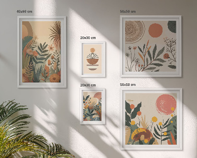 5 paveikslų rinkinys su rėmais Abstraktūs boho augalų motyvai