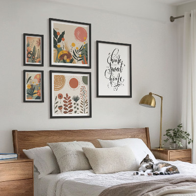 Sieninė paveikslų galerija Stilingos augalų dekoracijos