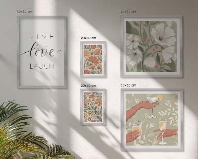 5 paveikslų rinkinys su rėmais Stilingi gėlių grafikos šūkiai