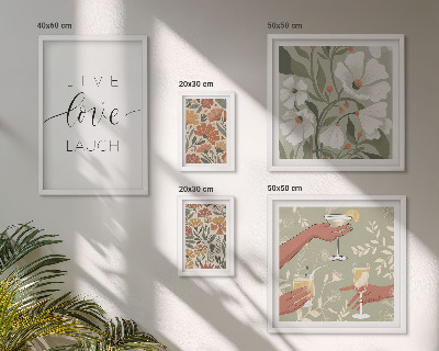 5 paveikslų rinkinys su rėmais Stilingi gėlių grafikos šūkiai