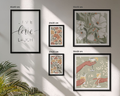 5 paveikslų rinkinys su rėmais Stilingi gėlių grafikos šūkiai