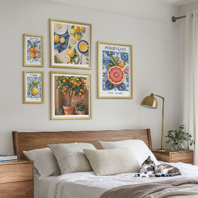 Sieninė paveikslų galerija Citrusinių vaisių vintažinės dekoracijos