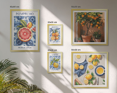 Sieninė paveikslų galerija Citrusinių vaisių vintažinės dekoracijos