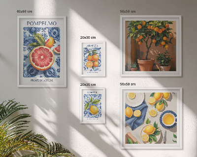 Sieninė paveikslų galerija Citrusinių vaisių vintažinės dekoracijos
