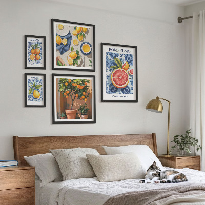 Sieninė paveikslų galerija Citrusinių vaisių vintažinės dekoracijos