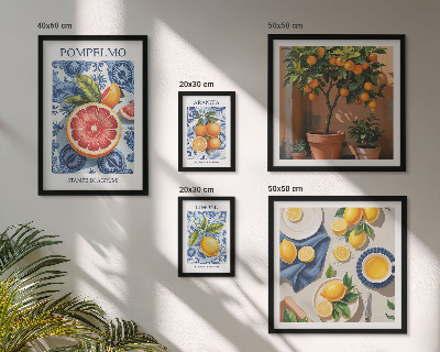 Sieninė paveikslų galerija Citrusinių vaisių vintažinės dekoracijos