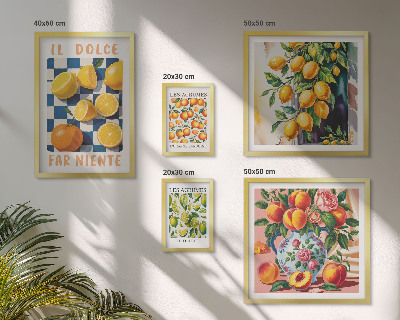 Sieninė paveikslų galerija Citrusinių vaisių retro virtuvėje