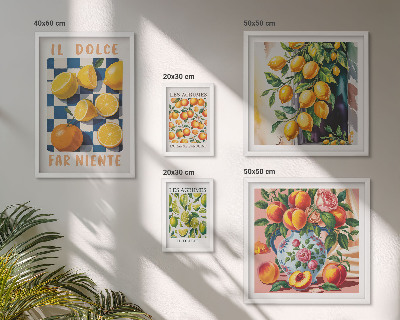 Sieninė paveikslų galerija Citrusinių vaisių retro virtuvėje