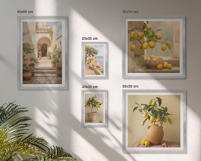 5 paveikslų rinkinys su rėmais Stilingos citrusinių vaisių dekoracijos
