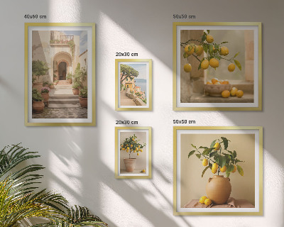 5 paveikslų rinkinys su rėmais Stilingos citrusinių vaisių dekoracijos