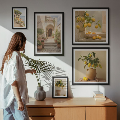 5 paveikslų rinkinys su rėmais Stilingos citrusinių vaisių dekoracijos