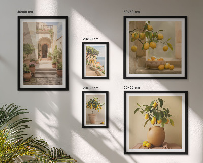 5 paveikslų rinkinys su rėmais Stilingos citrusinių vaisių dekoracijos