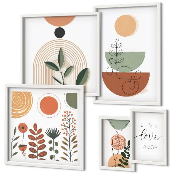 Sieninė paveikslų galerija Stilinga augalų ir geometrinė grafika