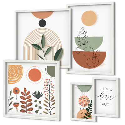 Sieninė paveikslų galerija Stilinga augalų ir geometrinė grafika