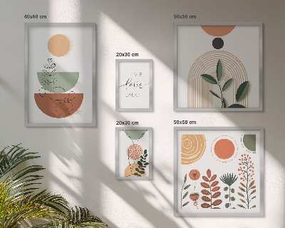 Sieninė paveikslų galerija Stilinga augalų ir geometrinė grafika