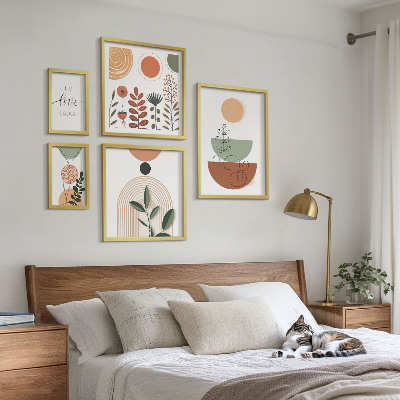 Sieninė paveikslų galerija Stilinga augalų ir geometrinė grafika