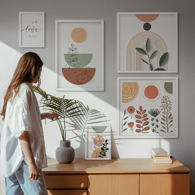 Sieninė paveikslų galerija Stilinga augalų ir geometrinė grafika