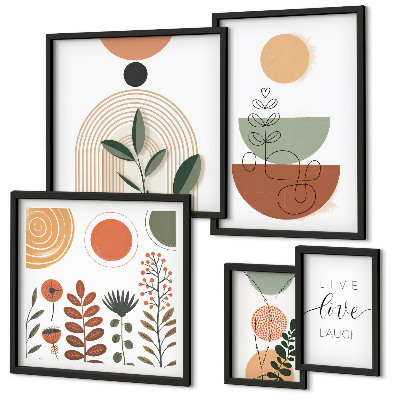 Sieninė paveikslų galerija Stilinga augalų ir geometrinė grafika