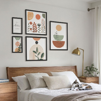 Sieninė paveikslų galerija Stilinga augalų ir geometrinė grafika