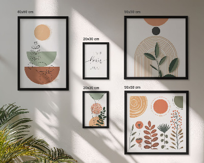 Sieninė paveikslų galerija Stilinga augalų ir geometrinė grafika