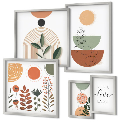 Sieninė paveikslų galerija Stilinga augalų ir geometrinė grafika