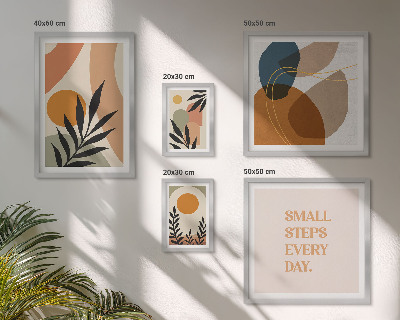 Paveikslų rinkinys miegamajam Stilinga abstrakti augalų grafika