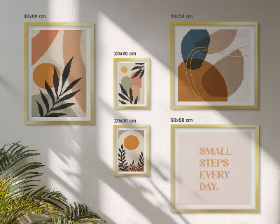 Paveikslų rinkinys miegamajam Stilinga abstrakti augalų grafika