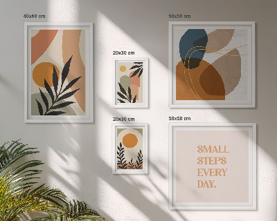 Paveikslų rinkinys miegamajam Stilinga abstrakti augalų grafika