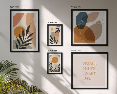 Paveikslų rinkinys miegamajam Stilinga abstrakti augalų grafika