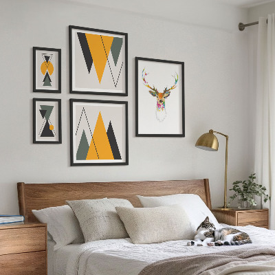 Sieninė paveikslų galerija Spalvingi boho stiliaus motyvai