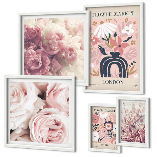 Sieninė paveikslų galerija Gėlių boho dekoracijos