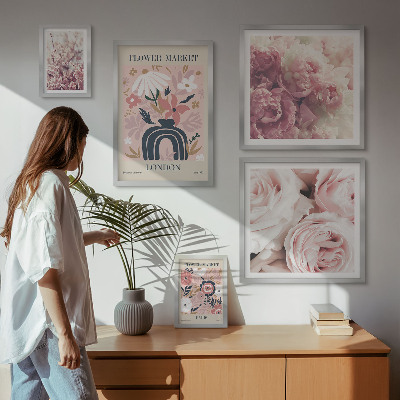 Sieninė paveikslų galerija Gėlių boho dekoracijos