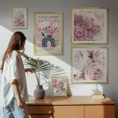 Sieninė paveikslų galerija Gėlių boho dekoracijos