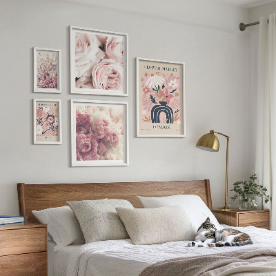 Sieninė paveikslų galerija Gėlių boho dekoracijos