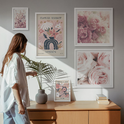 Sieninė paveikslų galerija Gėlių boho dekoracijos