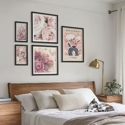 Sieninė paveikslų galerija Gėlių boho dekoracijos