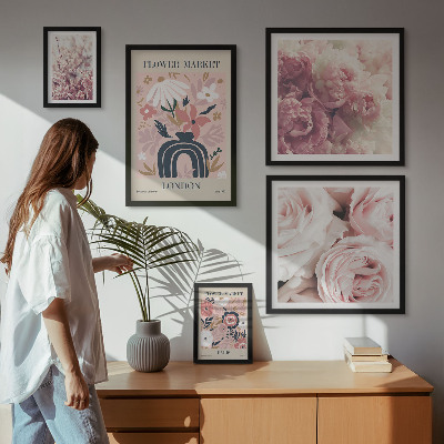 Sieninė paveikslų galerija Gėlių boho dekoracijos