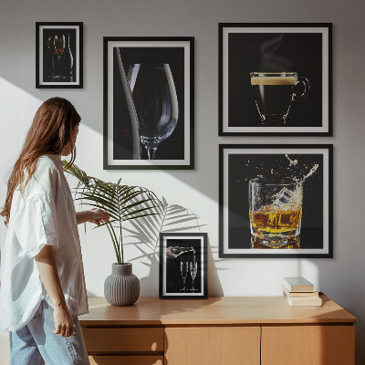 5 paveikslų rinkinys su rėmais Kokteiliai, gėrimai, baro stilius