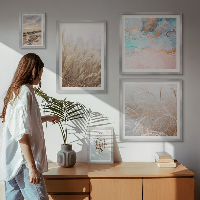 5 paveikslų rinkinys su rėmais Natūralūs boho etno peizažai