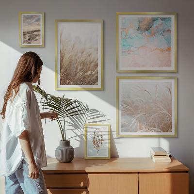 5 paveikslų rinkinys su rėmais Natūralūs boho etno peizažai