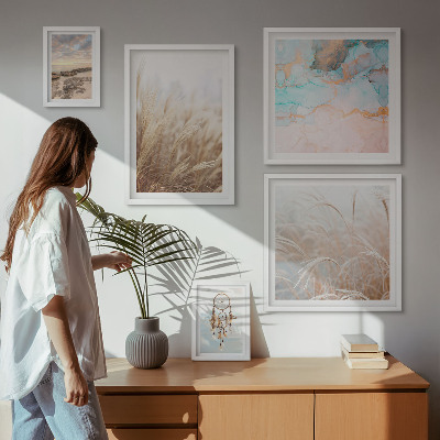 5 paveikslų rinkinys su rėmais Natūralūs boho etno peizažai