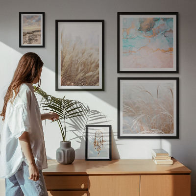 5 paveikslų rinkinys su rėmais Natūralūs boho etno peizažai