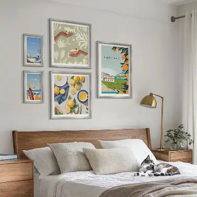 5 paveikslų rinkinys su rėmais Italijos atostogos Amalfyje ir Kapryje