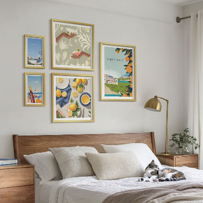 5 paveikslų rinkinys su rėmais Italijos atostogos Amalfyje, Kapryje