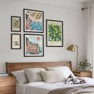 5 paveikslų rinkinys su rėmais Tropinių vaisių šventė