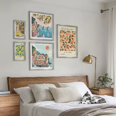 Pajūrio vaisių turgūs 5 paveikslų rinkinys su rėmais