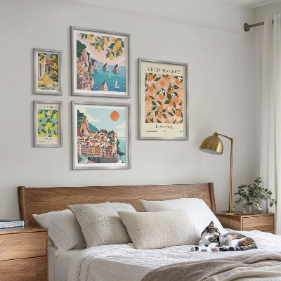 5 paveikslų rinkinys su rėmais Pajūrio vaisių turgūs
