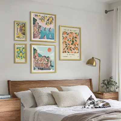 Pajūrio vaisių turgūs 5 paveikslų rinkinys su rėmais